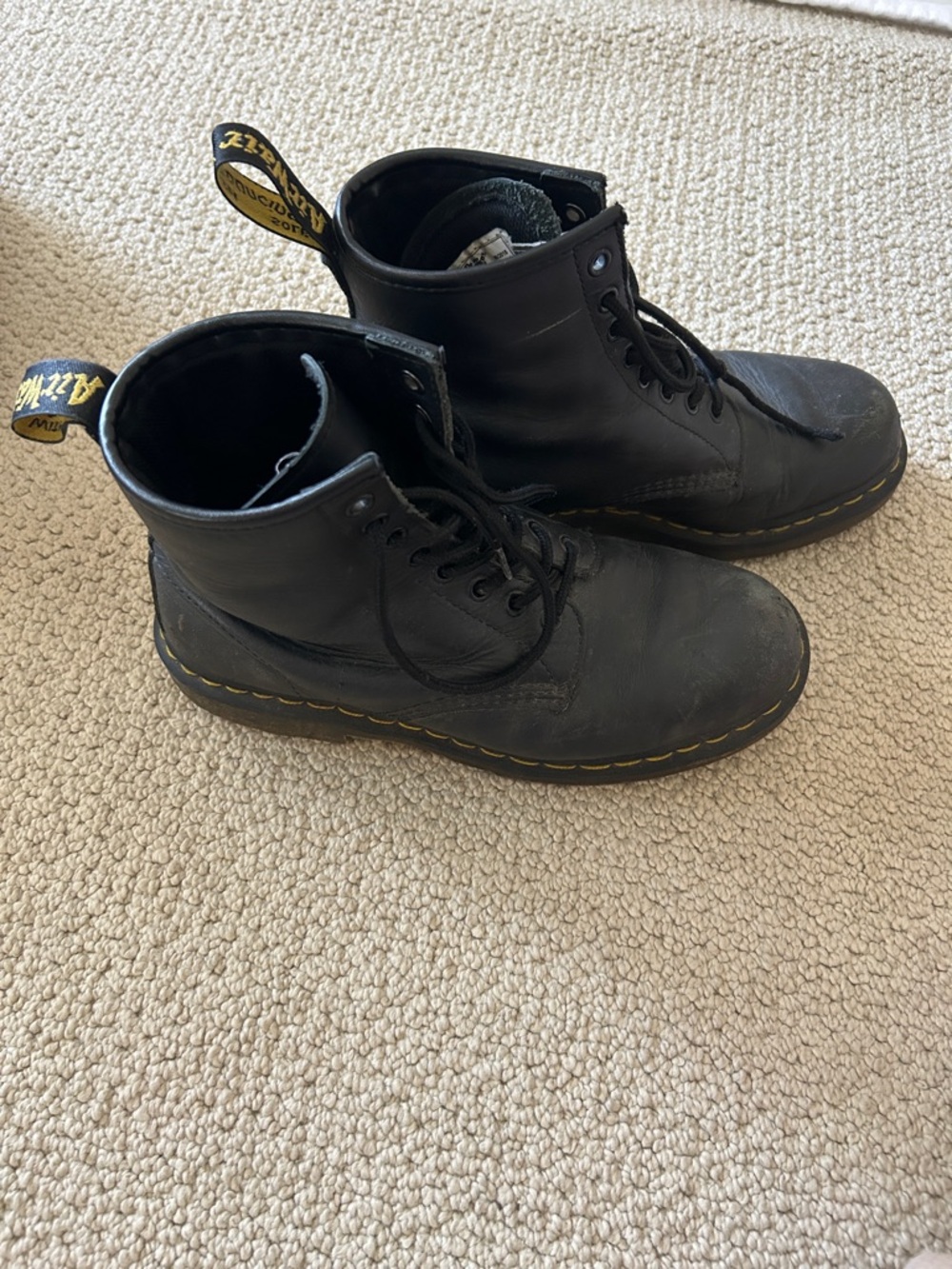 Black Leather Dr. Martens Lace-Up Men's Boots